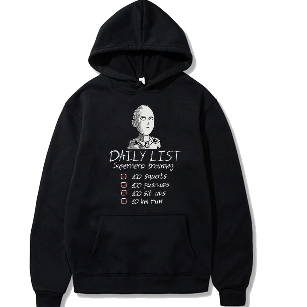 

Harajuku One Punch Man Daily List Unisex hoodie Japanese Anime Printed Men's hoodie Streetwear Casual tops