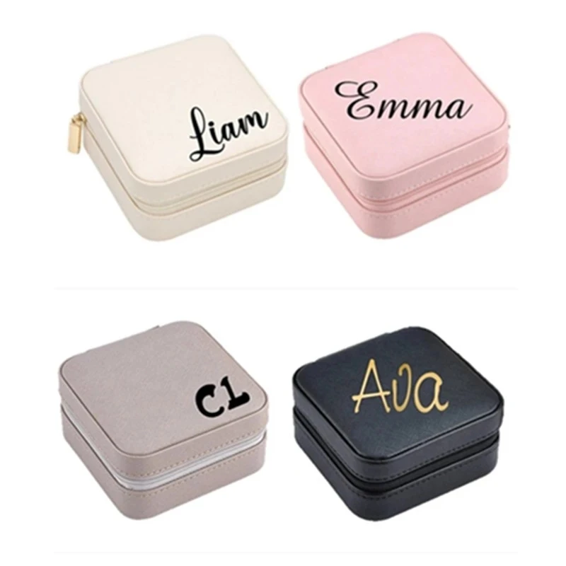 

Personalised Leather Jewellery Box | Grey, Black or Pink | Bridemaid Gift | Custom Your Own Jewellery Box | Anniversary Gift