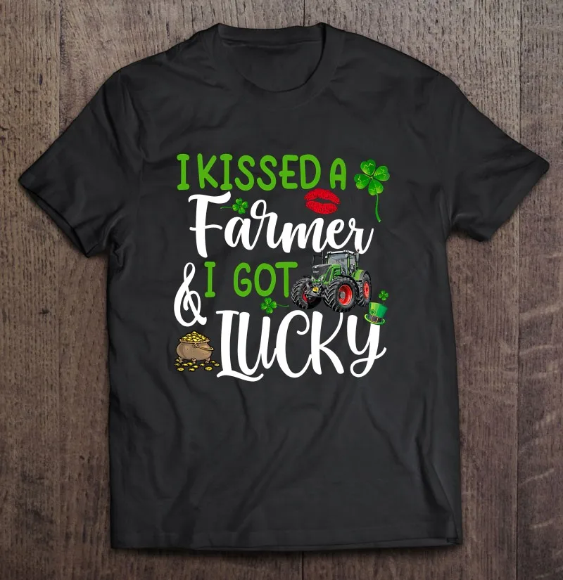 

Я целую фермера и я получил удачу футболки на День Святого Патрика винтажная женская футболка футболки для женщин Футболка женская футболк...