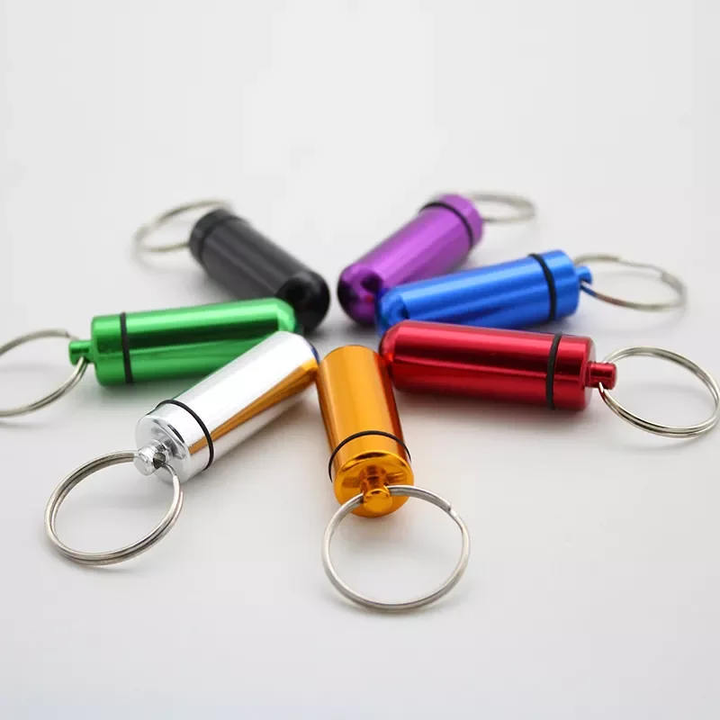 

Pcs Multicolor Waterproof Aluminum Box Case Bottle Cache Drug Holder Medicine Keychain Container Outdoor Accessories