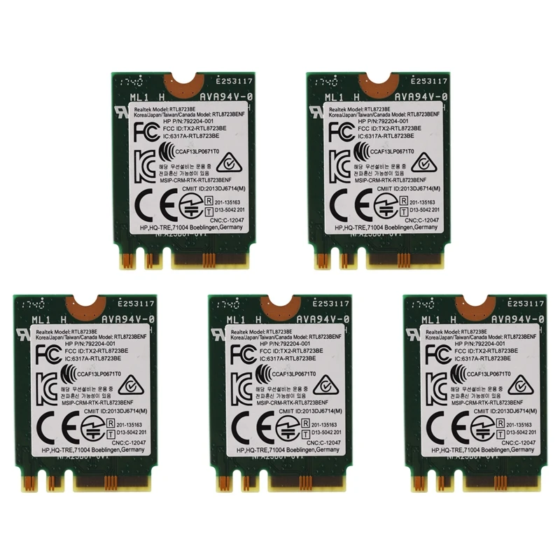 

5X беспроводной адаптер для Realtek RTL8723BE 802.11N Wifi карта Bluetooth 4,0 NGFF карта SPS 843338-001 300 Мбит/с