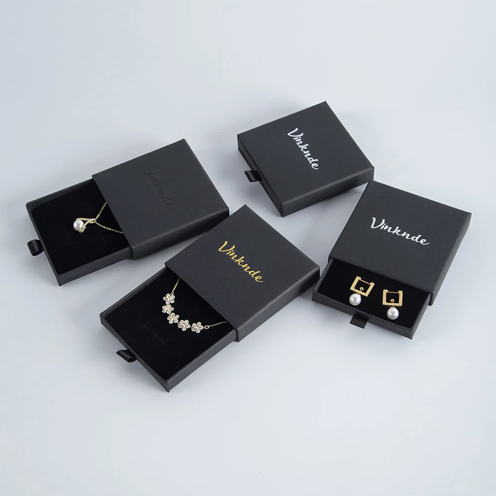 Unique Luxury Custom Logo Sliding Cardboard Paper Gift Jewellery Travel Organizer Box Drawer Jewelry Ring Earring Packaging Case