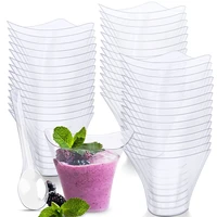 1530pcs 100ml dessert cups reusable plastic cups transparent for pudding mousse jelly yogurt food container