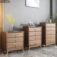 cxh Nordic Solid Wood Chest of Drawers Bedroom Ash Locker Simple Modern Four Buckets Storage Cabinet Living Room Furniture