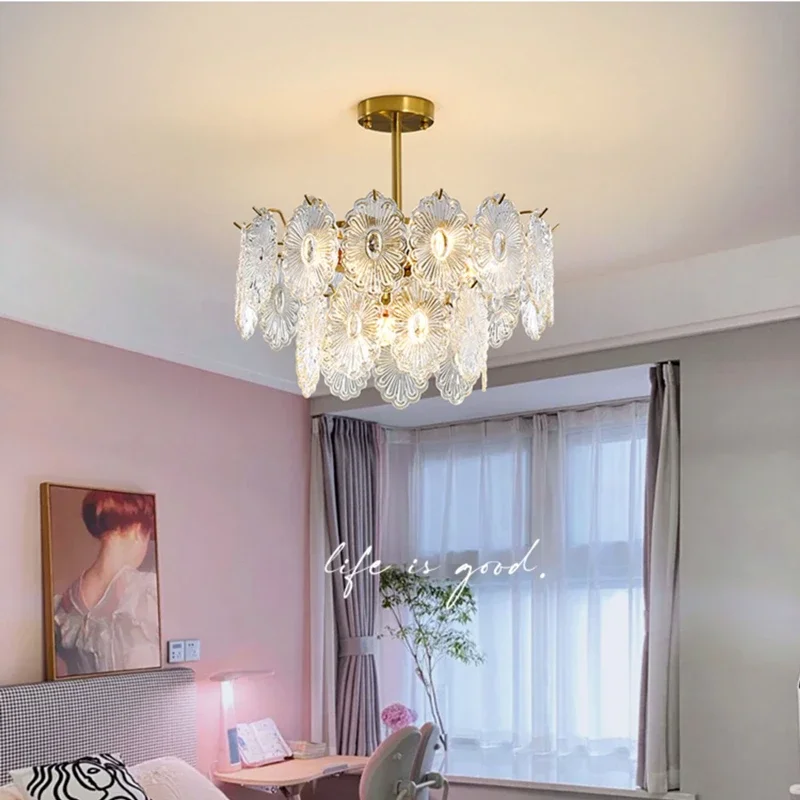 

Room Decor Led Chandelier Pendant Lamps Lights Modern French Romantic Luxury Glass Ceiling Restaurant Kitchen Loft Indoor lustre
