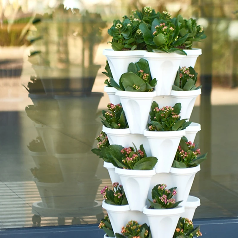 

Stand Stacking Planters Strawberry Planting Pots with Drainage Holes Creative