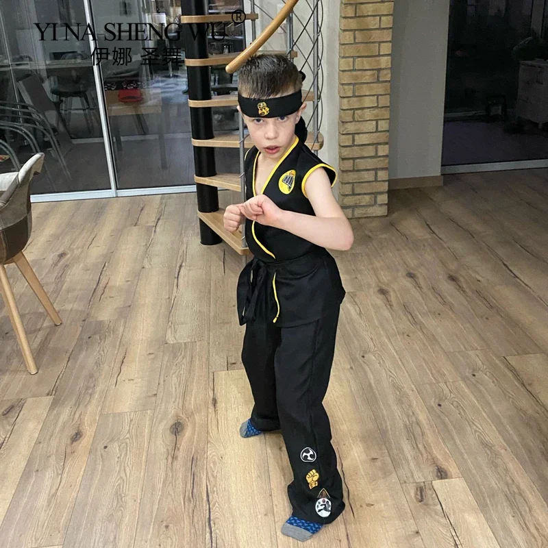 АнимеKarate Cobra Kai униформа карнавальный костюм Tory Nichols Робби Кине топ брюки повязка