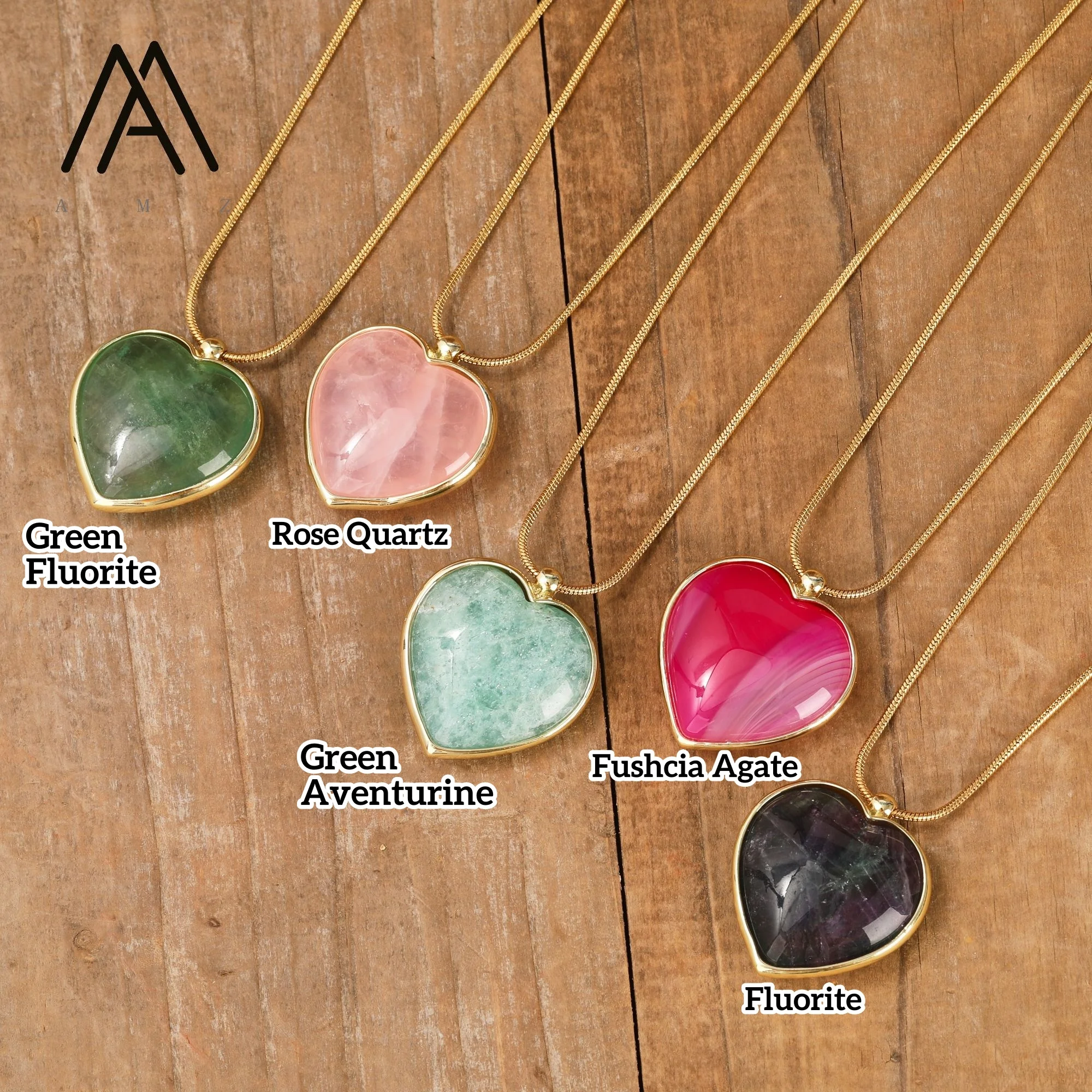 Классическое хрустальное ожерелье в форме сердца натуральный камень 30 мм