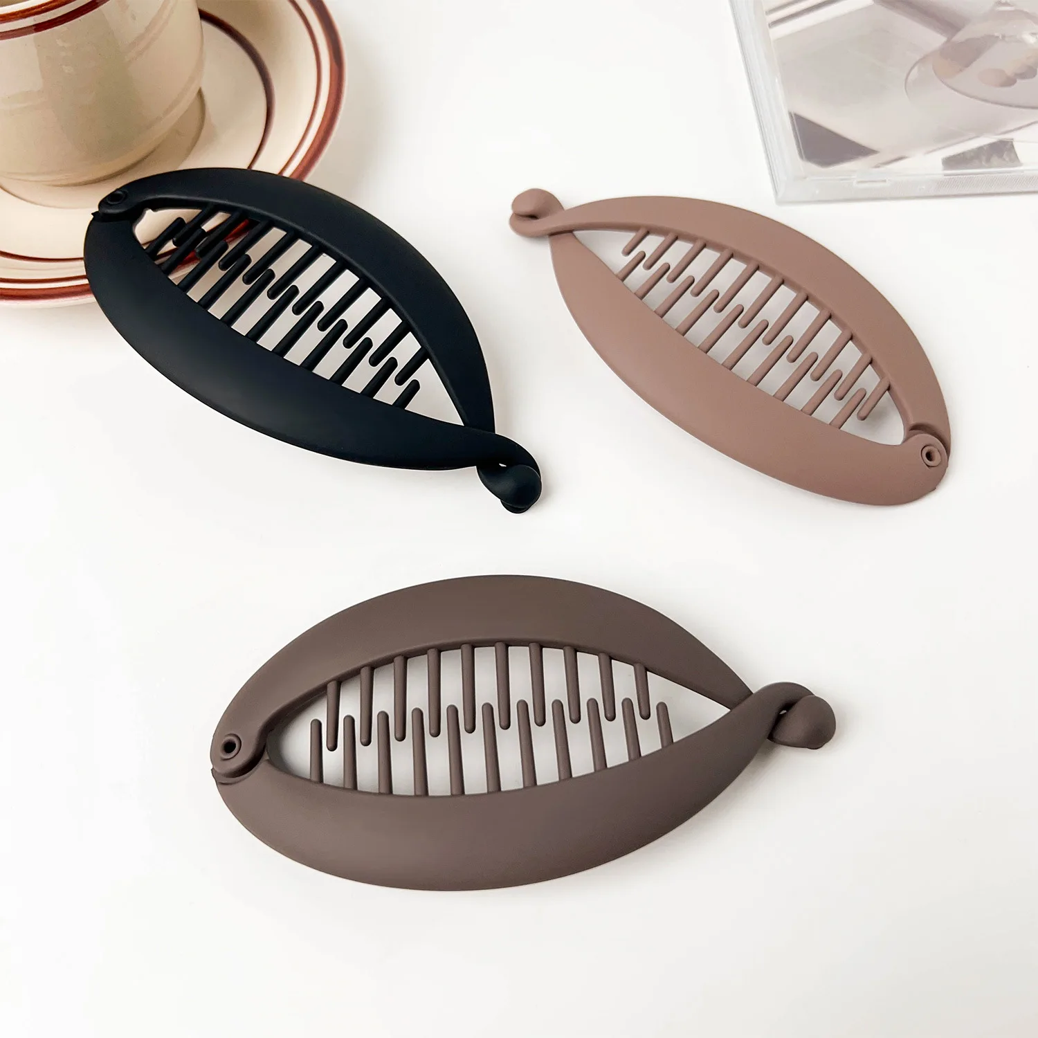 Матовая Заколка Для Волос Типа банан С Высокой Талией Вертикальный Захват