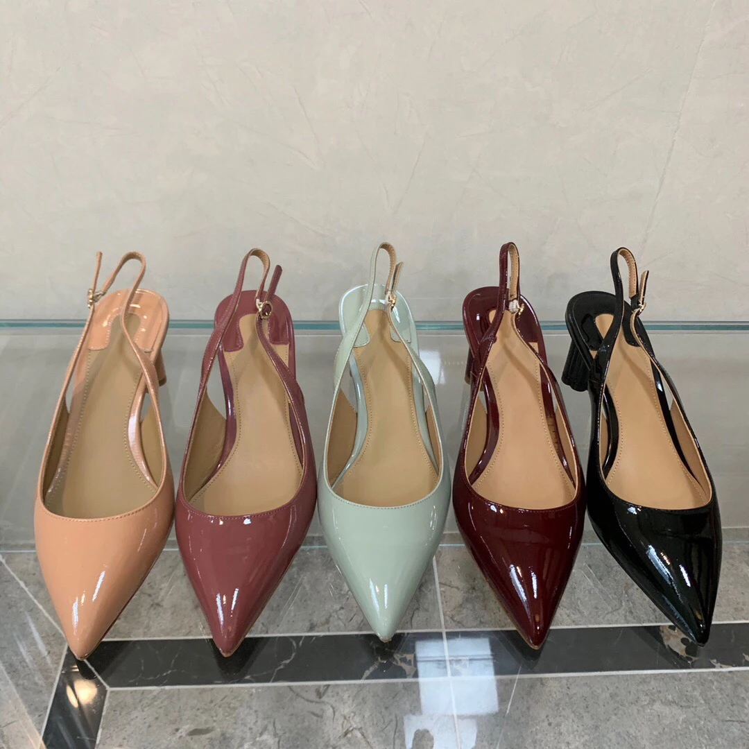 

Новинка 2022, сандалии из натуральной кожи, женская дизайнерская обувь с острым носком на высоком каблуке, брендовая летняя Свадебная обувь (7 ...