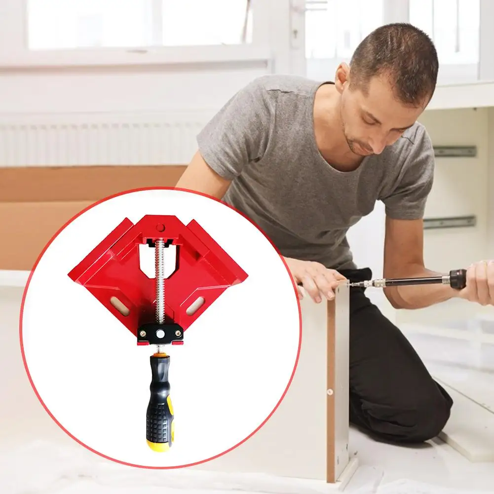 

90 Degree Right Angle Clamp Woodworking Aluminium Jaw Rotation Adjustable Spray Molding Single Handle Photo Frame Clip