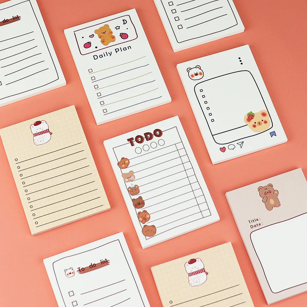 

50sheets Plan Series Memo Pad Kawaii Bear To Do List Daily Check List Weekly Plan Daily Plan Stationery School Office Supplies