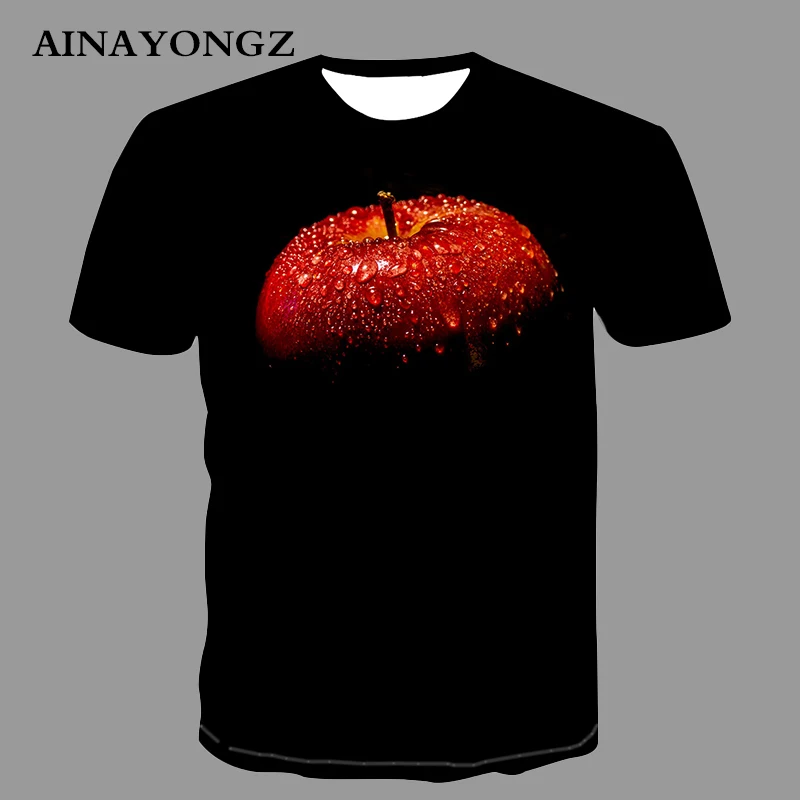 Creative Fashion Male T-shirts Summer Blouse Fruit Apple 3d Printed Men's T Shirt Mesh Fabric Breathable Short Sleeve Tees Tops