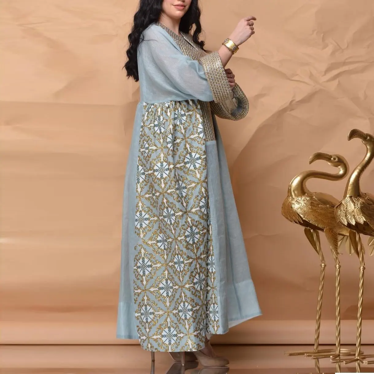 Рамадан ИД абайя принт этнический Дубай Макси платье кимоно кардиган Mujer кафтан хиджаб мусульманский цзилбаб кафтан турецкий ислам одежда