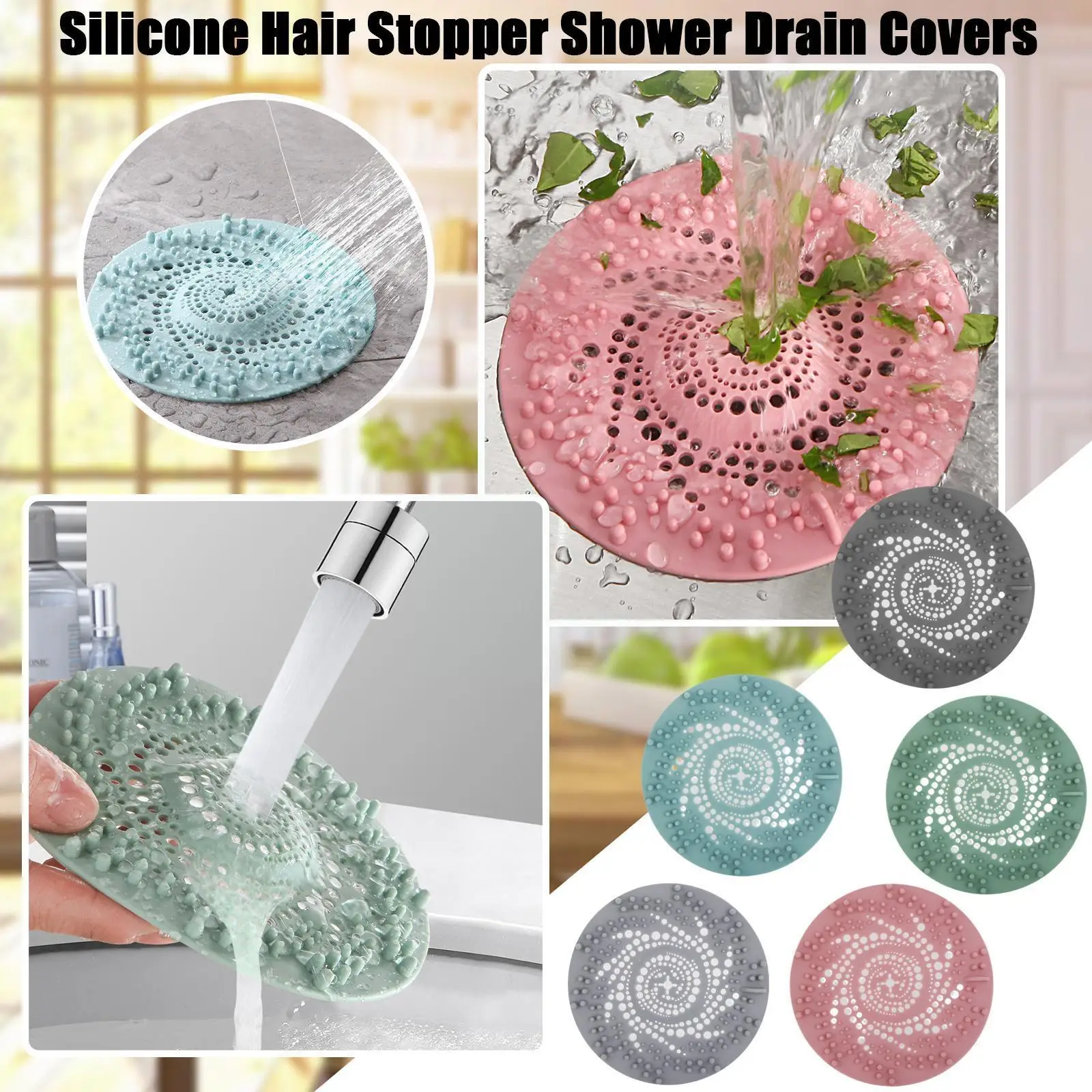 

Bathroom Silicone Filter Screen Shower Drain Household Cover Catcher Kitchen Universal Drain Strainer Stopper Sink Hair Flo G8Z1