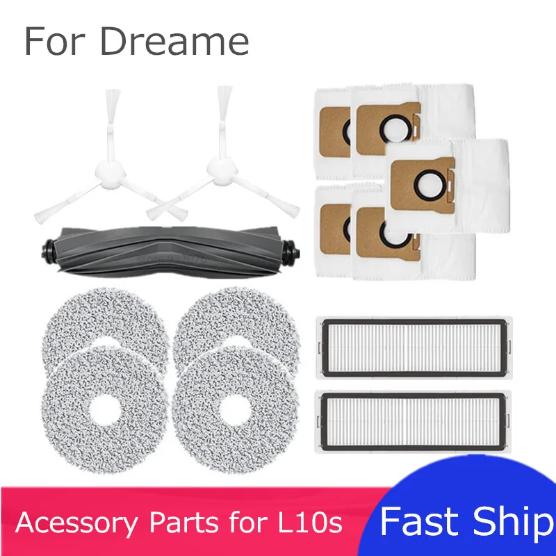 

Robot Accessories Parts for Dreame Bot L10s Ultra / Pro Robotic Vacuum Cleaner, Main Side Brush, Cover, Filter, Mop Rag Optional