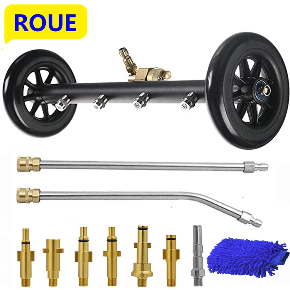 ROUE High Pressure Washer Undercarriage Cleaner 4000 PSI Under Carriage Washer Under Car Wash with Extension Wands Nozzles Jet