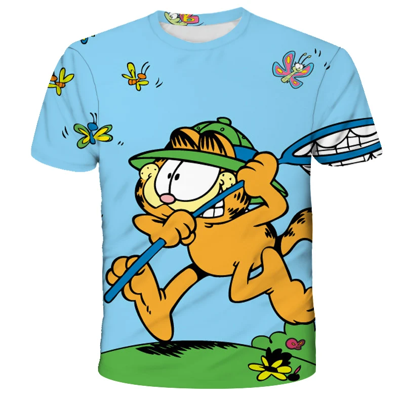 2022 Summer Garfield- cat Series 3D Prints T-shirts For Boy Girl Children's Clothing Casual For Summer Kids Cute