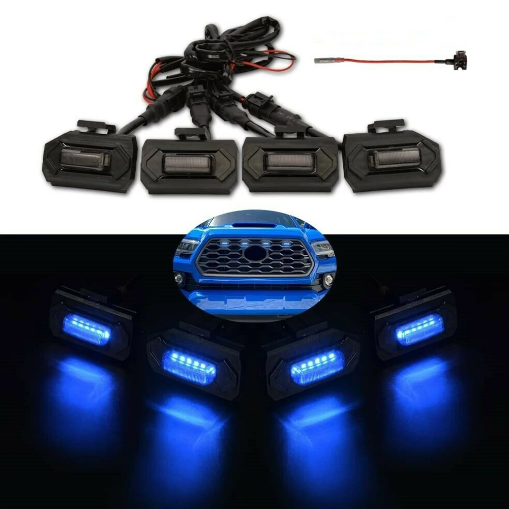 

Middle Grid Grille LED Light Kit Car Eagle Eye Light Front Grille Lighting Blue For Tacoma 2020 2021 TRD PRO