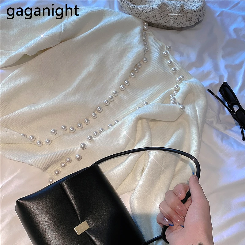 Gaganight жемчужный женский кардиган модный свитер осенне-зимняя одежда для женщин