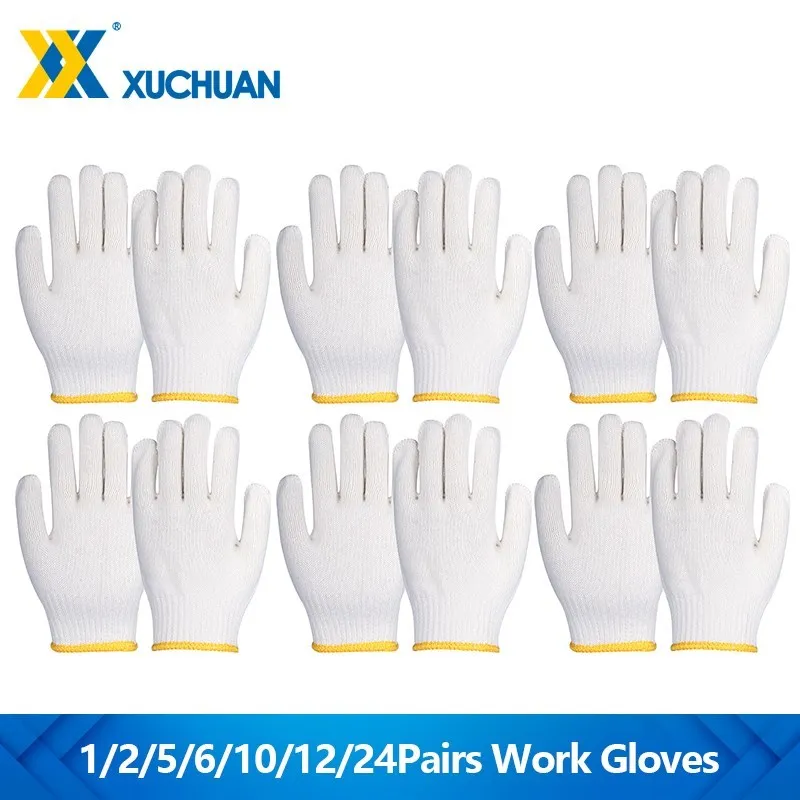 

1/2/5/6/10/12/24Pairs Work Gloves Polyester Cotton Comfortable For Mechanic Safety Work Security Protection Work Gloves For Work
