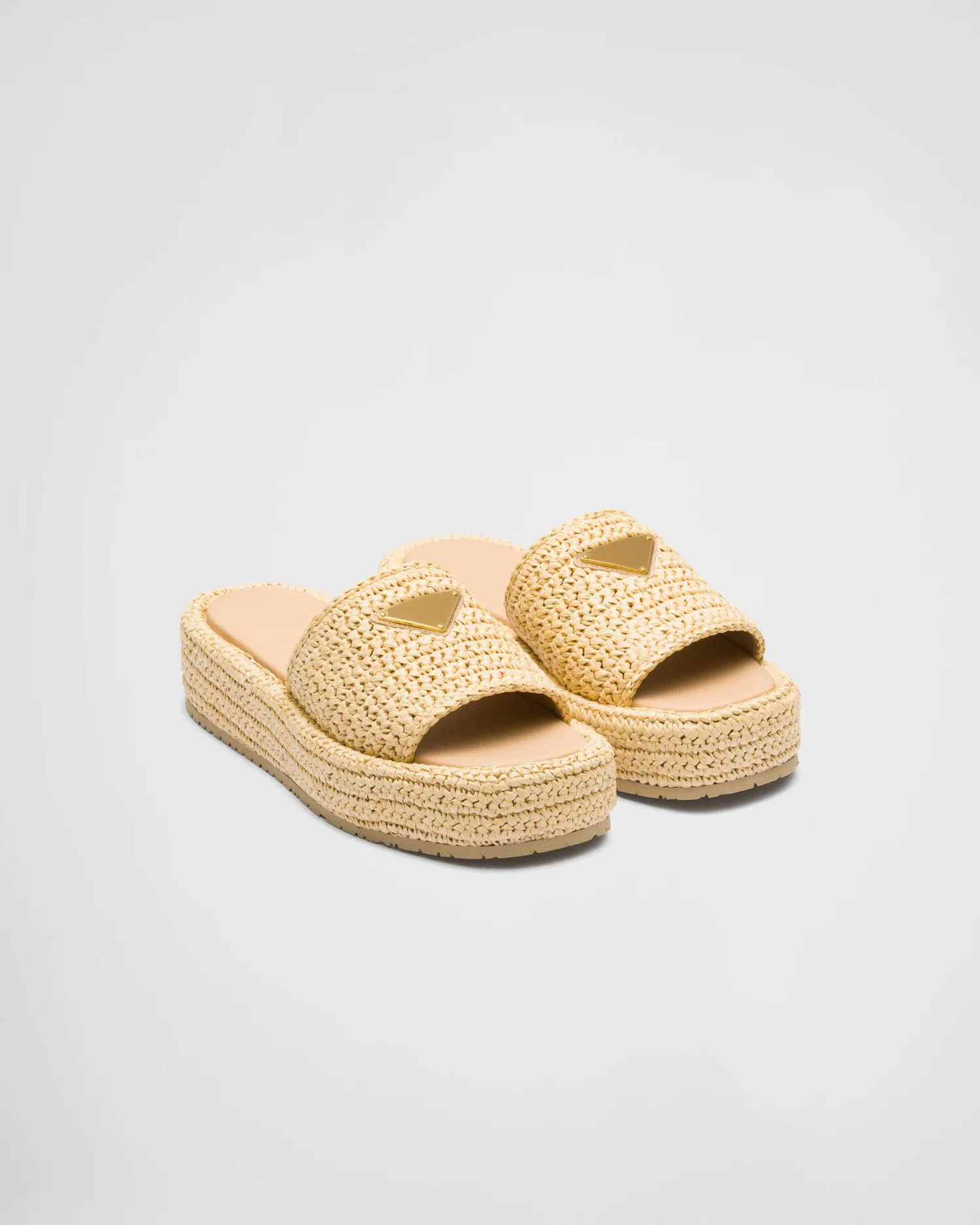 

Women's Shoes Crochet Flatform Slides Natural Raffia Sandals 35 Mm Raffia-covered Slippers Sole Brand Oeing 8882305270949