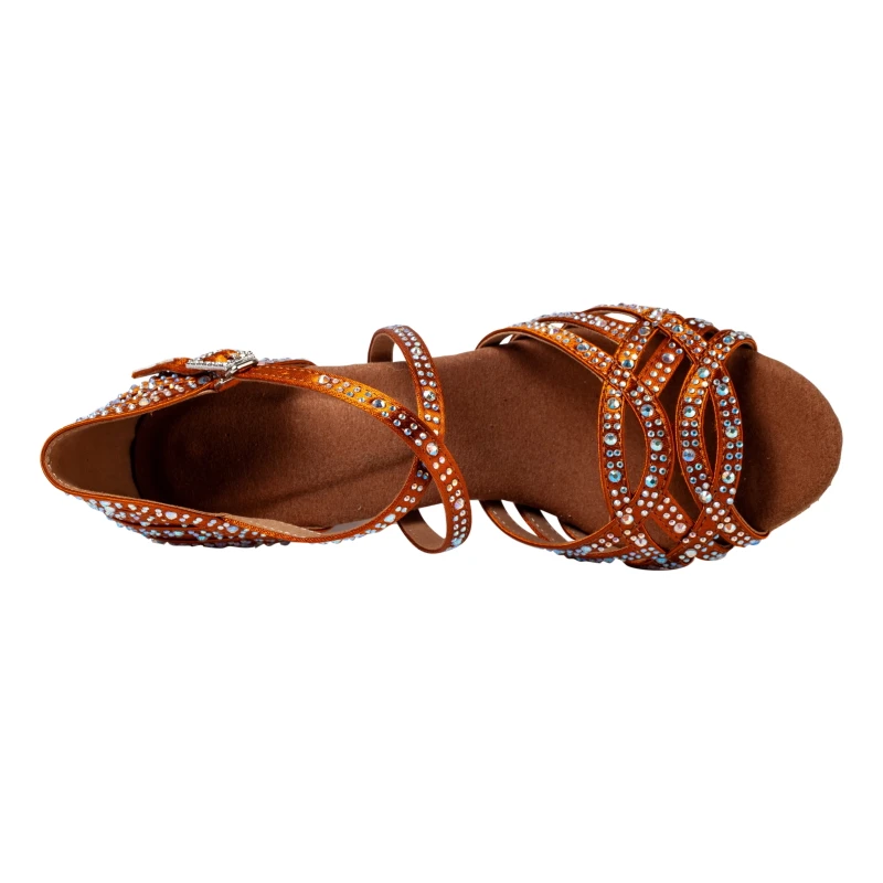 Professional Latin Rhinestones dance shoes  women's medium high heel dance shoes Tango Ballroom Chacha soft soled dance shoes