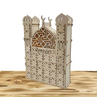 wooden ramadan advent calendar eid mubarak countdown calendar with drawers muslim islam castle centerpiece ornament with light