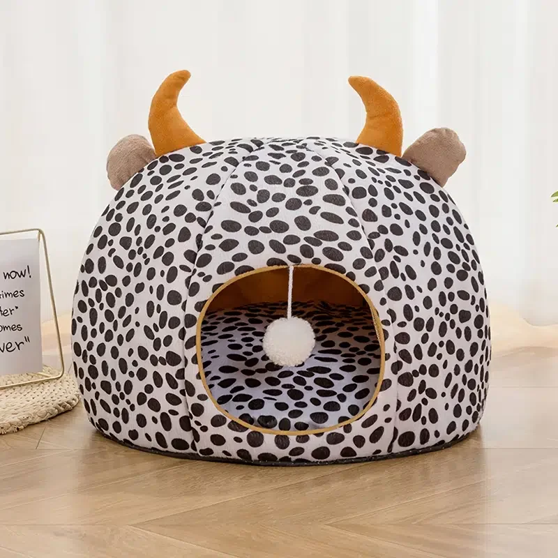 

Cat House, Cartoon Animal Shape Winter Warm Cat Cave Bed For Indoor Cats