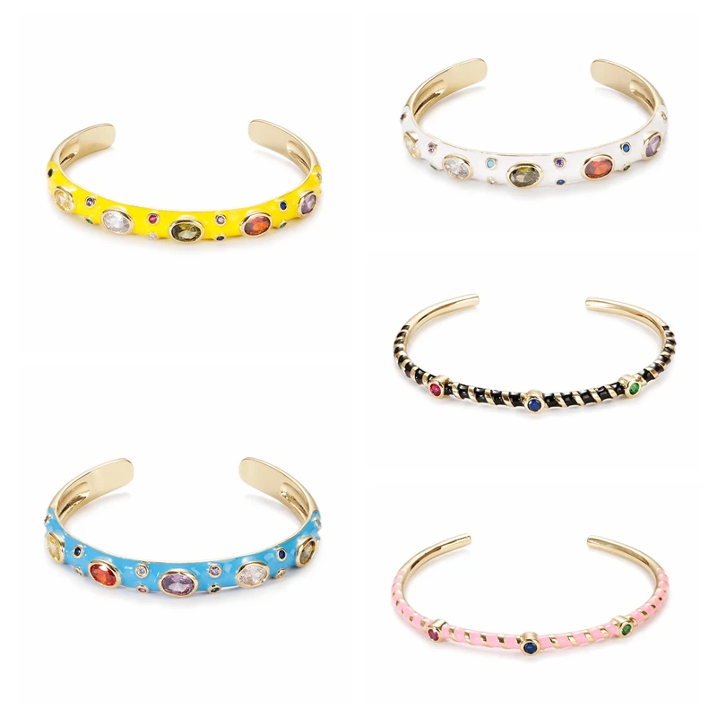 

Pink Yellow Zircon Stone Bracelets for Female Luxury Adjustable Multicolor Crystal Oil Drops Charm Bracelet Hand Chain Jewelry