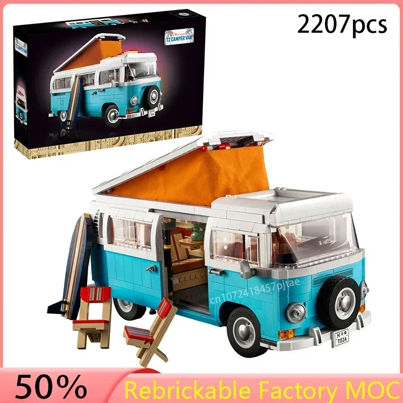 

2207pcs new Car Series T2 Camper Car Van Model Building Blocks Compatible For 10279 DIY Bricks Toys For Birthday Xmas Gifts