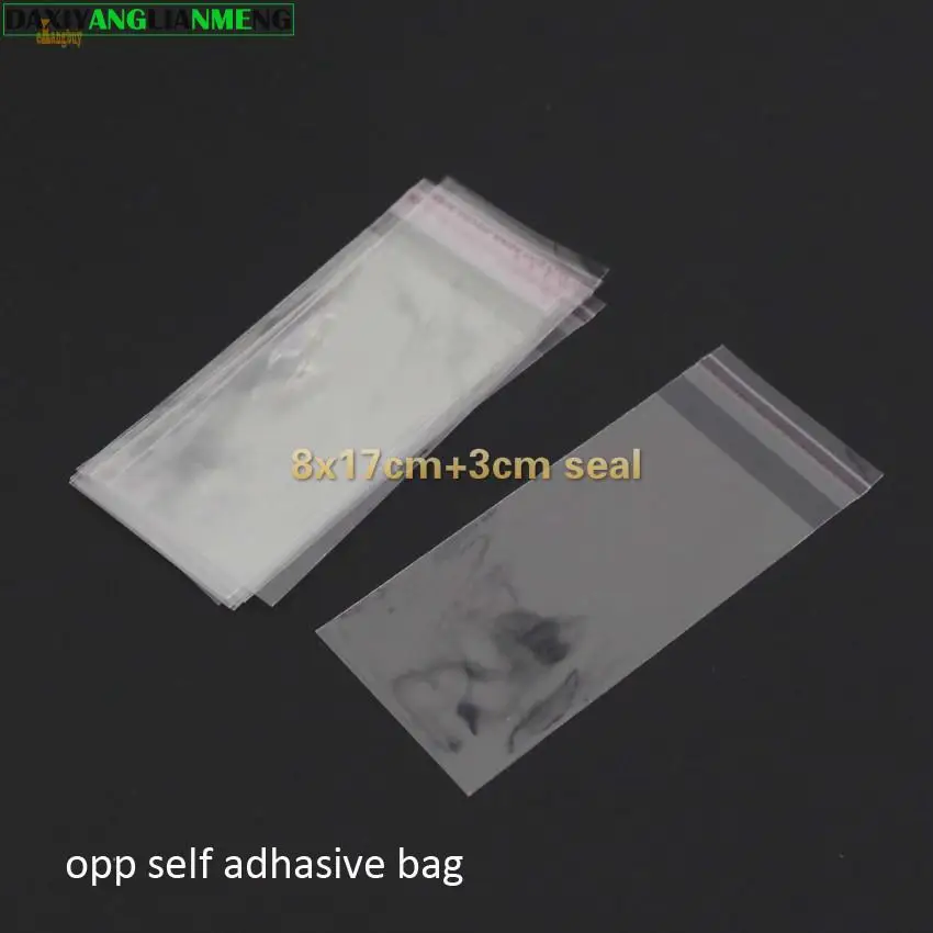 

300pcs Clear Resealable BOPP/Poly/ Cellophane Bag 8x17+3cm Transparent OPP Gift Bags Plastic Packaging Bags Self Adhesive Seal