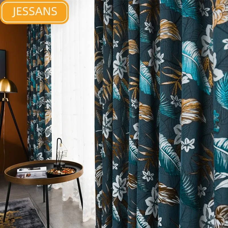 

Light Luxury American Country Printing Curtains High-end Nordic Blackout Curtains for Bedroom Living Room Custom Products