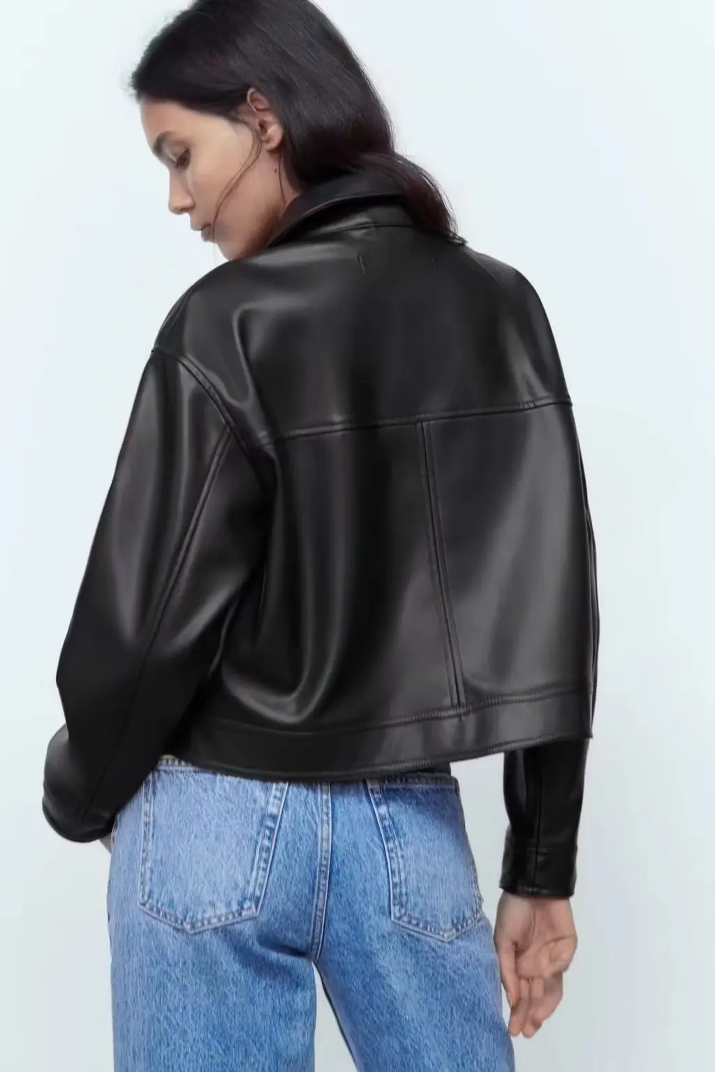 MOLAN Autumn Woman Leather Jacket Black New Fashion Zipper High Street Lapel Button-Up Sexy Outwear Top Female PU Coat Outwear