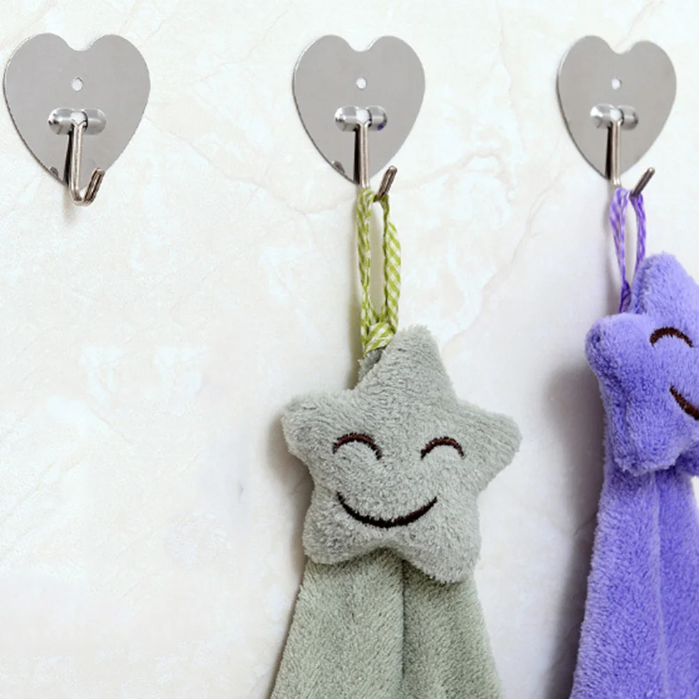 

10 шт., креативные металлические крючки, без отверстий, крючки для стен за дверью (в форме сердца)