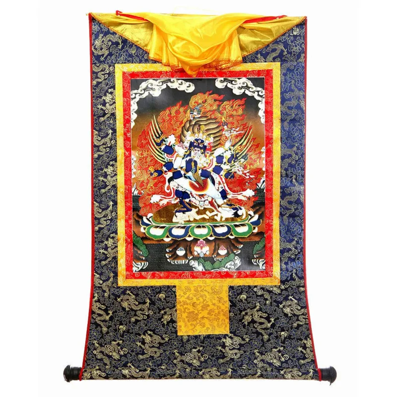 

13-дюймовый семейный Vajra-wraч Vajrakilaya, парчовый деревянный свиток с принтом