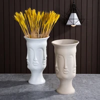 nordic style ceramic flower vase living room decoration vases abstract art human face flower arrangement home decor accessories