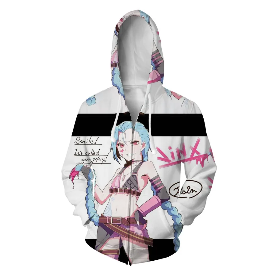 

Game LOL Arcane Jinx Cosplay ADC Zipper Hoodie Merch Hoodies Winter Men/Women Streetwear Dress Up Full Zip Hooded long sleeve