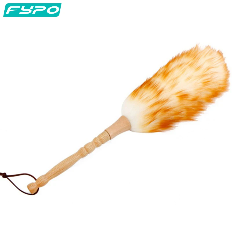 Fypo Feather Duster with Wood Handle,  Duster for Blinds Kitchen Car Keyboard Office, Soft and fluffy woolDuster Cleaning Tool