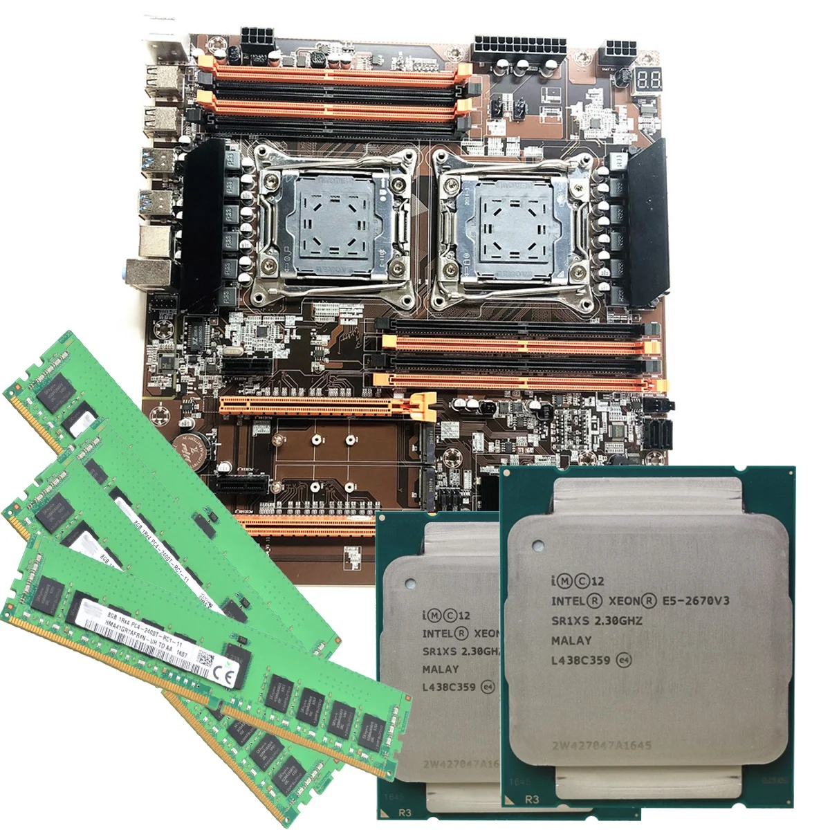 

X99 Dual CPU Motherboard Combo with Dual Xeon E5 2670 V3 and 32GB DDR4 Sercer RAM