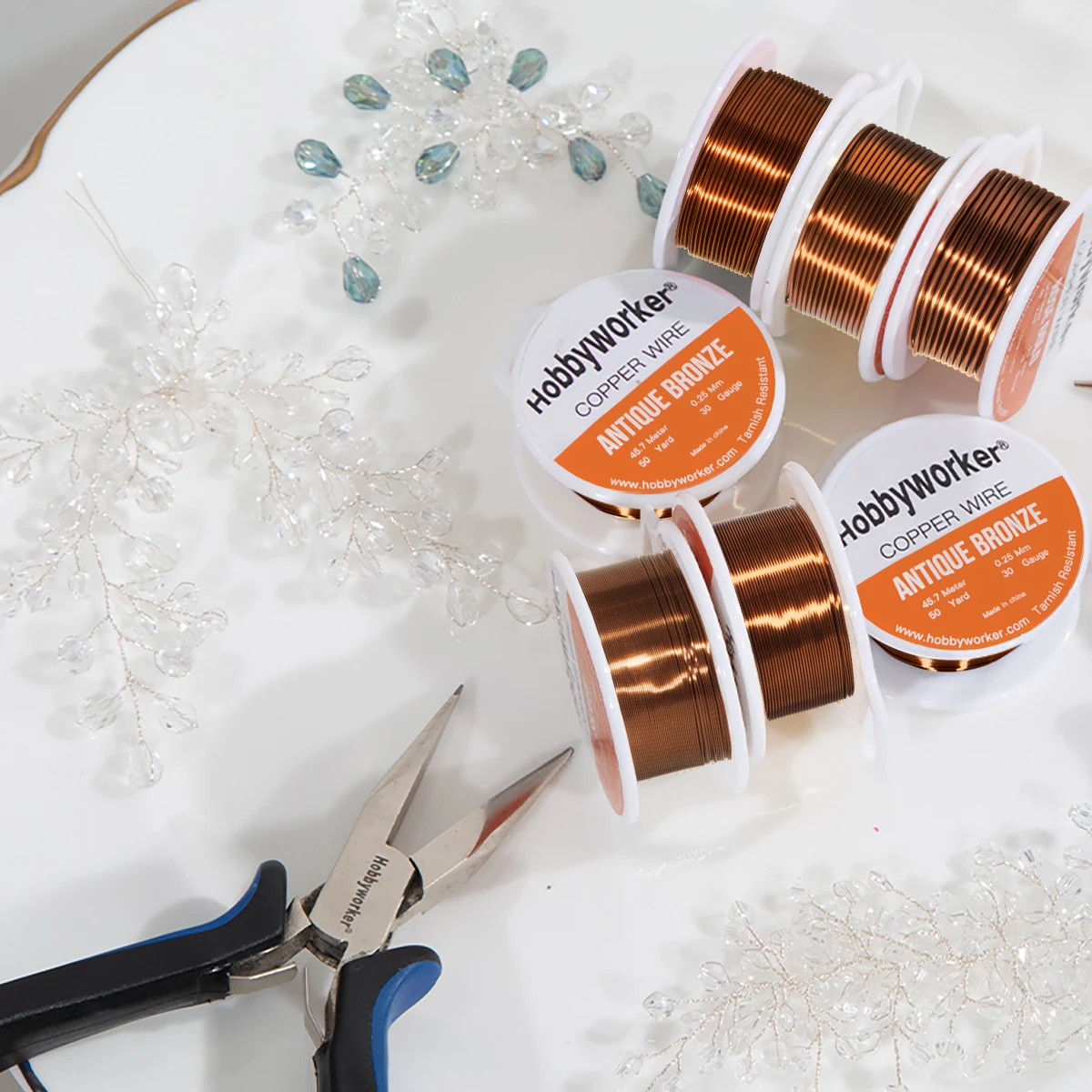 XUQIAN 99% Copper Wire Antique Bronze with 6 Sizes Tarnish Resistant for Jewelry Making or Crafts Supplies W0020