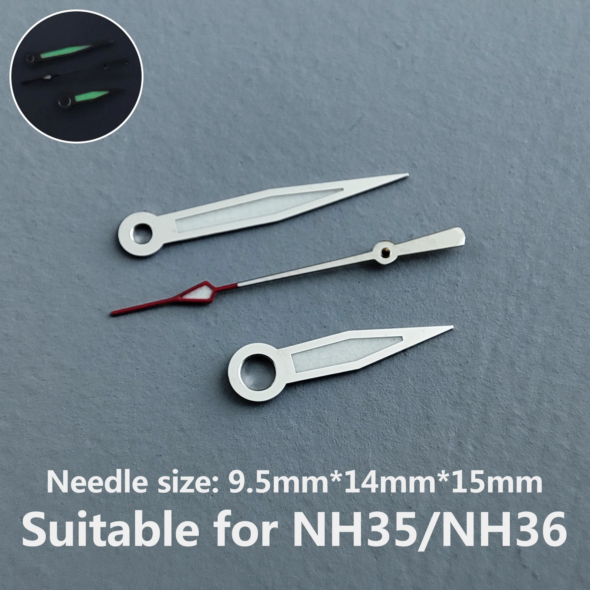 

Аксессуары для часов, указка для часов NH35, стрелки белого и зеленого цвета, супер светящийся, подходит для NH35, NH36 механизм № 19