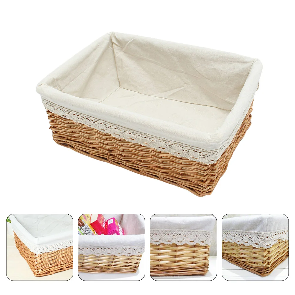 

Basket Storage Baskets Wicker Woven Rattan Bread Liner Bin Sundries Bowl Nesting Organizer Decorative Servingseagrass