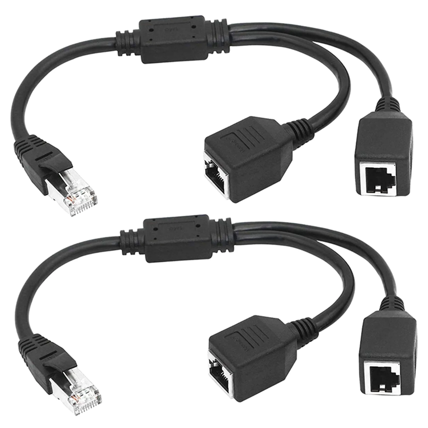 

2X RJ45 1 Male to 2 Female Ethernet Splitter Cable for Super Cat5, Cat6, LAN Ethernet Network Extension Cable Adapter