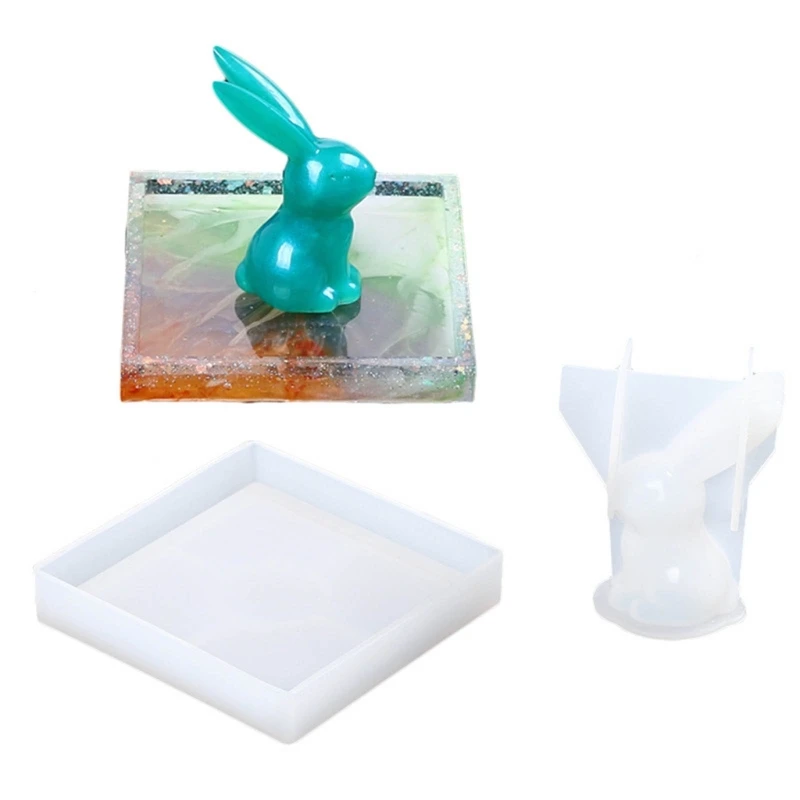 

Rabbit Jewelry Storage Tray Mold Plate Dish Container Resin Casting Mould T8DE