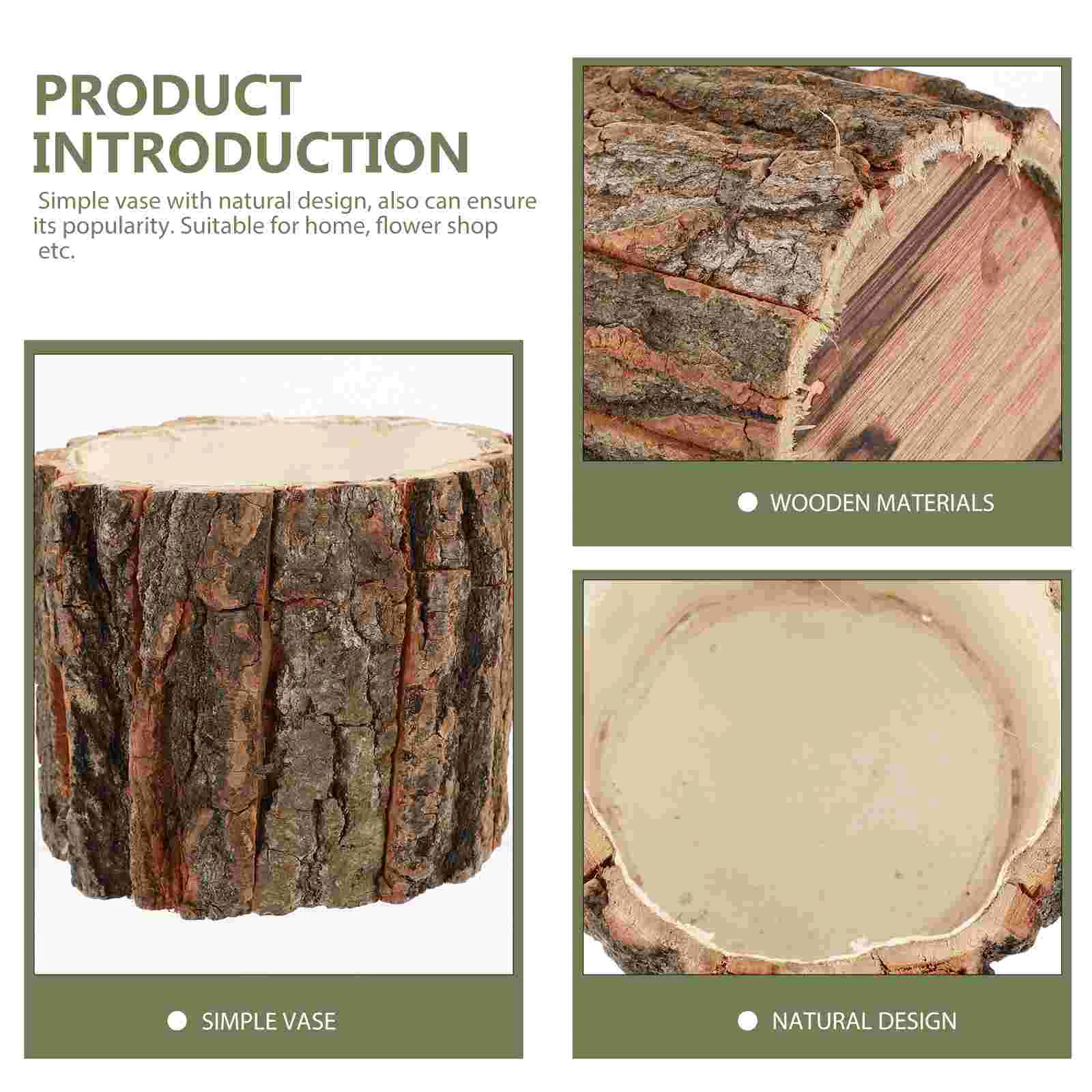 

Flower Planter Pot Wooden Wood Bucket Succulentrustic Vase Potsbarkcontainer Stump Planters Log Holder Farmhouse Tree Decorative