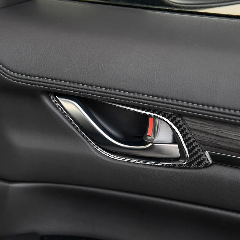 

4PCS Carbon Fiber Car Interior Door Pull Handle Frame Cover Decorative Sticker Trim For Mazda CX-5 CX5 CX 5 2017 2018