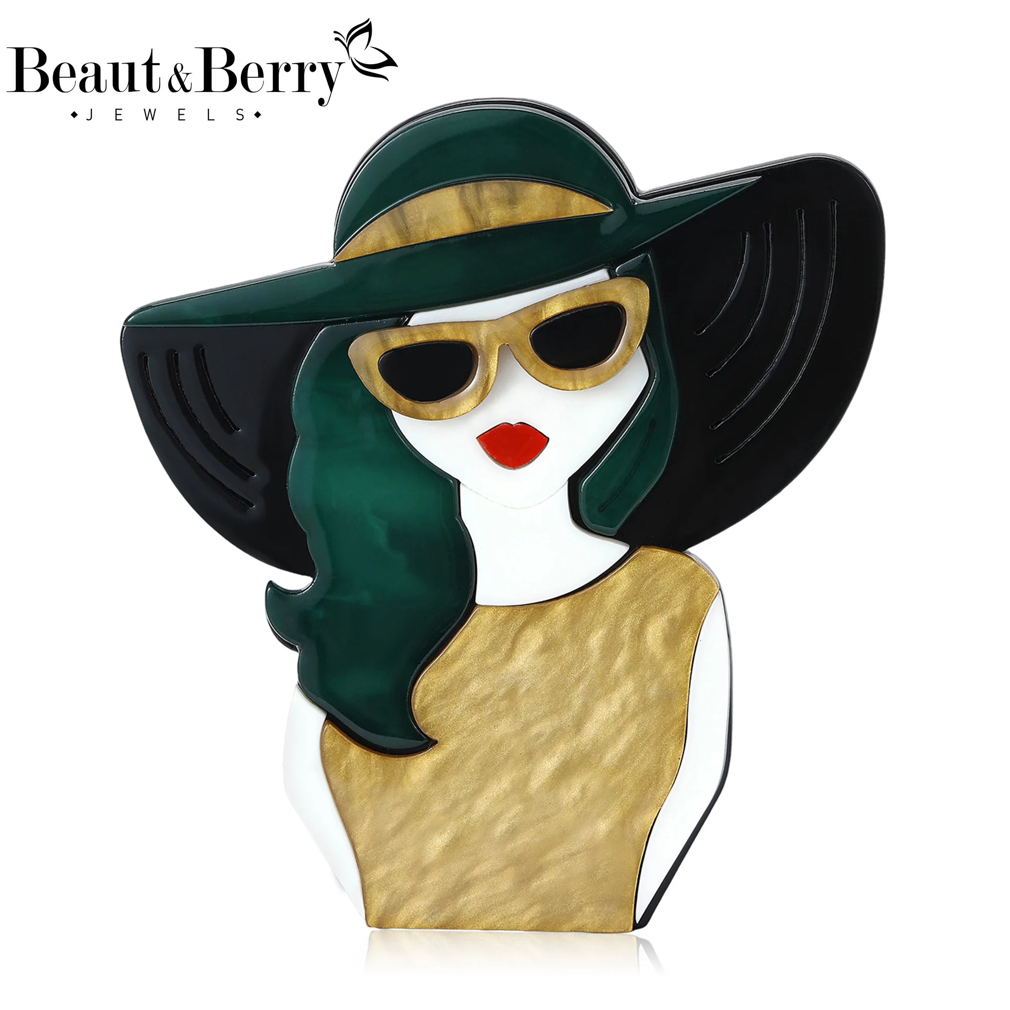 Фото Элегантные акриловые броши Beaut&Berry в виде шляпок для женщин и унисекс, повседневные булавки-фигурки, украшения для вечеринок, аксессуары, подарки, декор №1