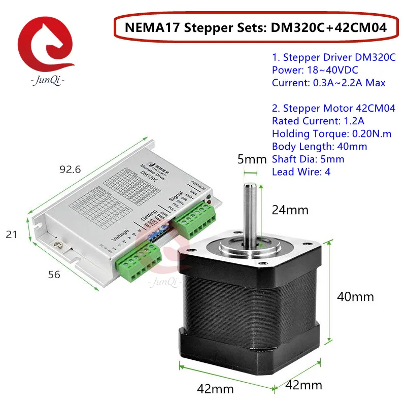 

Шаговый комплект Nema17, 40 мм/48 мм, Длина корпуса, 0,22/нм, набор шаговых двигателей с драйвером DM320C для 3D-принтера