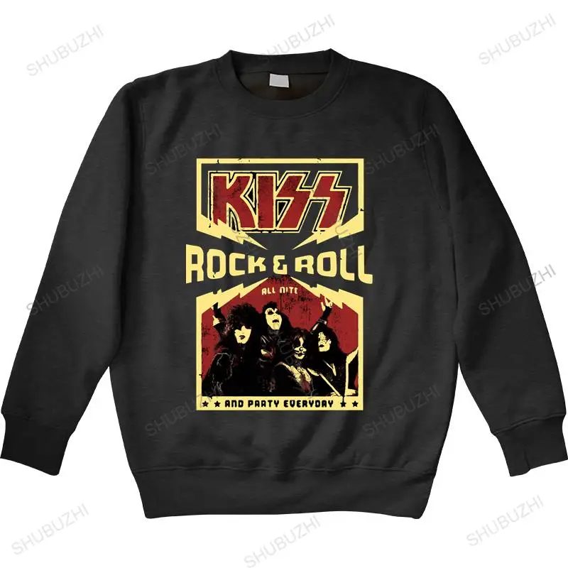 Новое поступление Мужская толстовка осень KISS Rock & Roll All Nite повседневные Черные